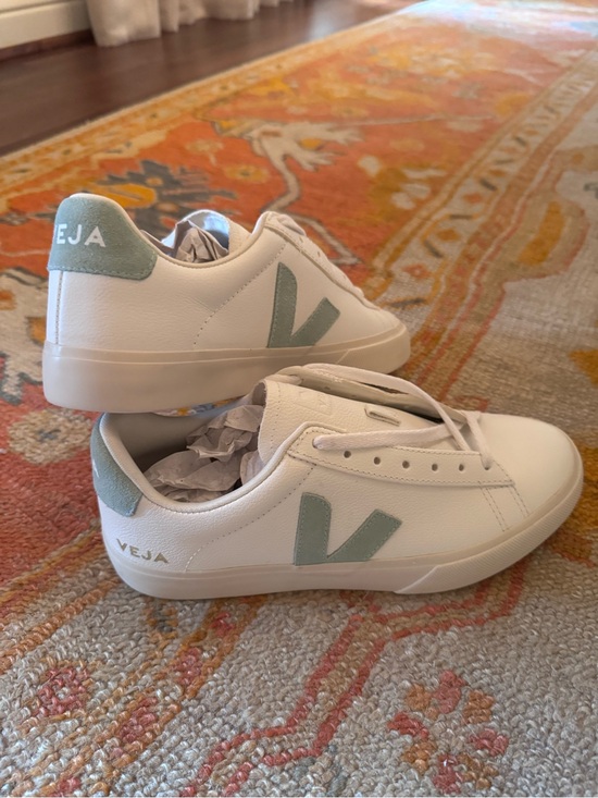 Veja Shoes - Veja Women's White Sneakers with Sage Green Accents